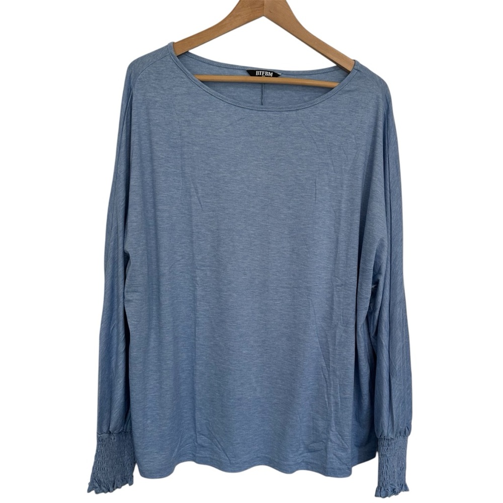 BTFBM Blue‎ Long Sleeve Scrunch Sleeve Blouse size 2X